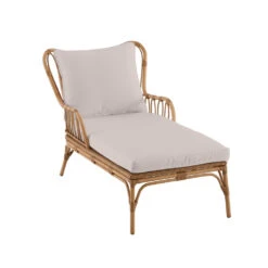 Méridienne AGAPE En Résine Tressée Et Aluminium Beige - 146x74x88 Cm