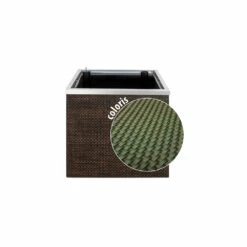 Jardinière En Résine Tressée Avec Réserve D'eau Et Cadre En Aluminium 50 X 50 X