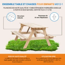 Table Enfant En Bois – Table Et Chaise Enfant - 81x60xh50 Cm - M012-1 -VerdeLuxe 6405d9b6944da0.39127811