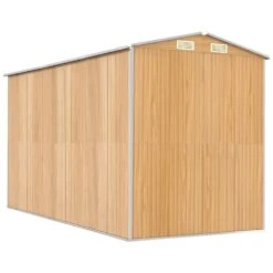 VIDAXL Abri De Jardin Marron Clair 192x357x223 Cm Acier Galvanisé -VerdeLuxe 641f43ef517896.83244291
