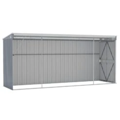 VIDAXL Abri De Jardin Mural Gris 118x382x178 Cm Acier Galvanisé -VerdeLuxe 641f43f0df7ce1.96626042