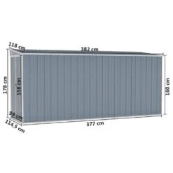 VIDAXL Abri De Jardin Mural Gris 118x382x178 Cm Acier Galvanisé -VerdeLuxe 641f43f0ea2724.71523137