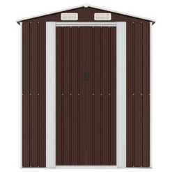 VIDAXL Abri De Jardin Marron Foncé 192x772x223 Cm Acier Galvanisé -VerdeLuxe 641f43fd800735.58369232