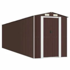 VIDAXL Abri De Jardin Marron Foncé 192x772x223 Cm Acier Galvanisé -VerdeLuxe 641f43fd8baa77.42934085