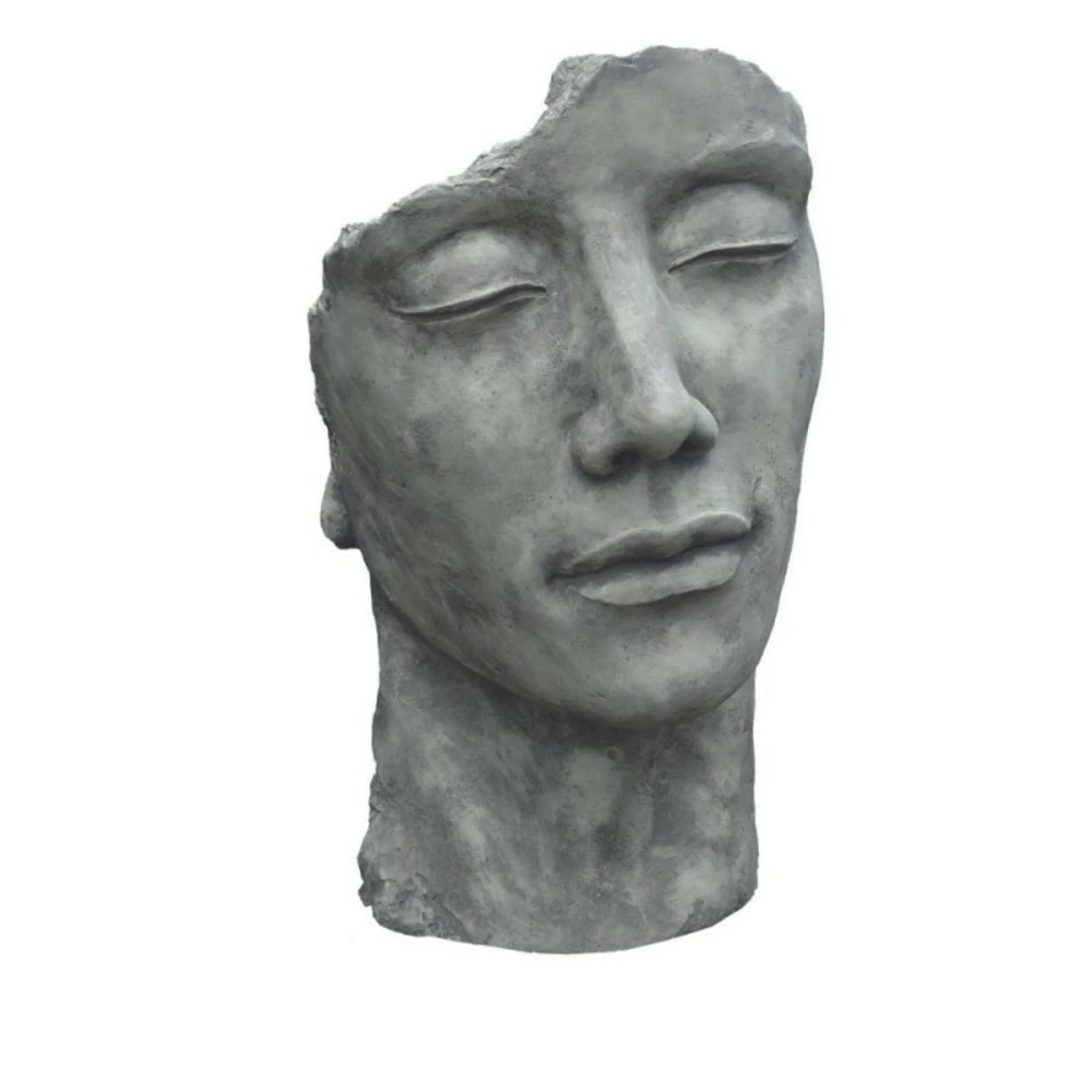 Statue Visage Homme Extérieur Petit Format - Gris Beton 53 Cm 3 Statue Visage Homme Extérieur Petit Format - Gris Beton 53 Cm