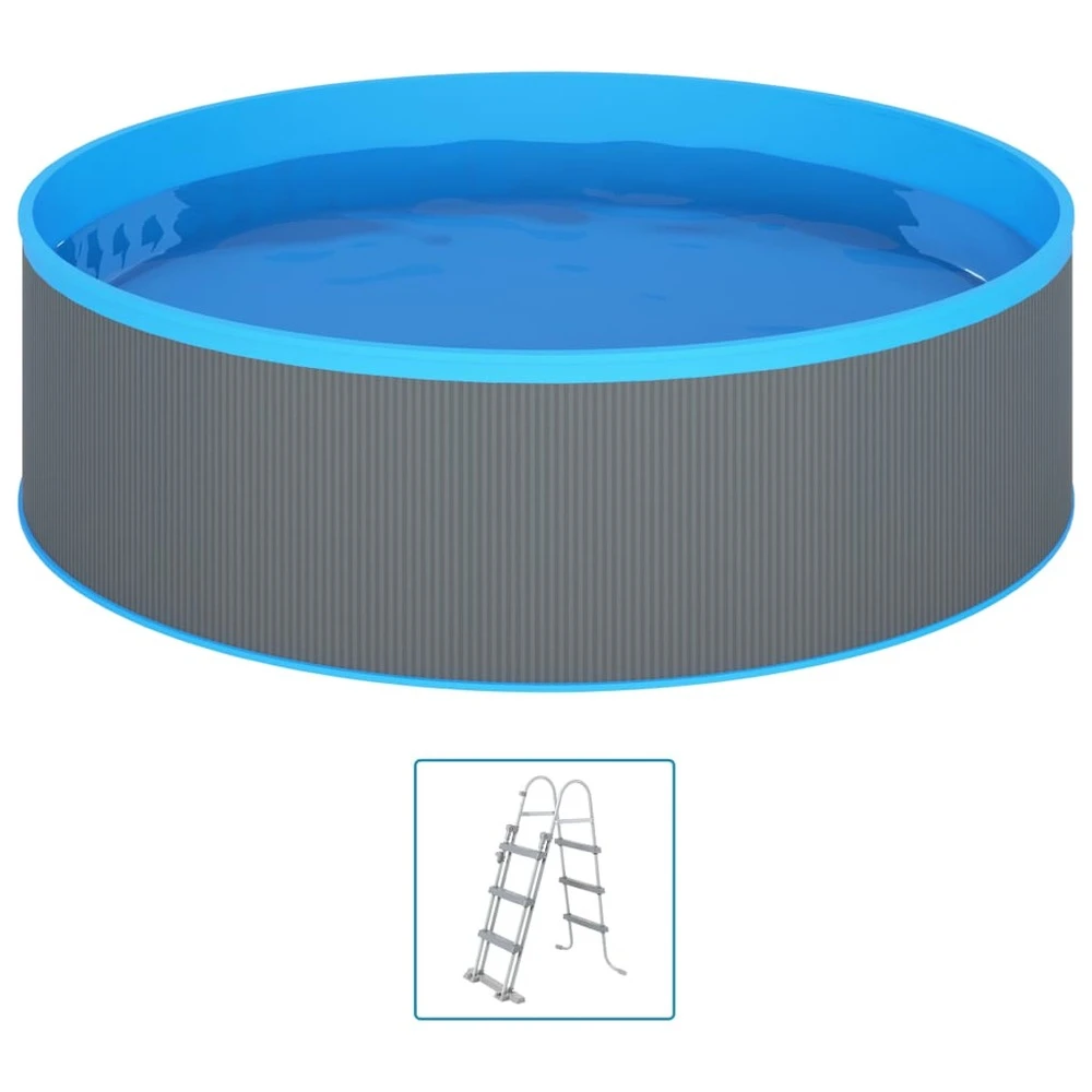 VIDAXL Piscine à éclaboussures Avec échelle à 4 Marches 350x90cm Gris 3 VIDAXL Piscine à éclaboussures Avec échelle à 4 Marches 350x90cm Gris