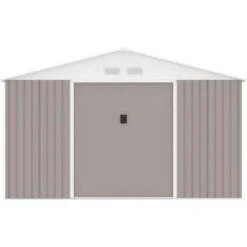 Abri De Jardin En Métal 12,99 M² - 340 X 382 X 210 Cm - Kit D'ancrage Inclus - Taupe -VerdeLuxe 6426dd0e1d03c5.89551641