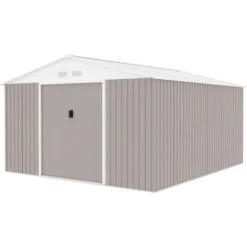 Abri De Jardin En Métal 12,99 M² - 340 X 382 X 210 Cm - Kit D'ancrage Inclus - Taupe -VerdeLuxe 6426dd0e27cdb1.78656124