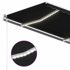 VIDAXL Auvent Automatique Et Capteur De Vent Led 4,5x3,5 M Anthracite -VerdeLuxe 6426ddb3321902.14220783