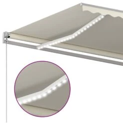 VIDAXL Auvent Automatique Capteur De Vent Et Led 5x3,5 M Crème -VerdeLuxe 6426ddb6a337f7.71543429