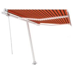 VIDAXL Auvent Automatique Capteur De Vent/led 300x250 Cm Orange/marron