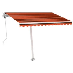 VIDAXL Auvent Automatique Capteur De Vent/led 300x250 Cm Orange/marron -VerdeLuxe 6426ddbb752891.08505153