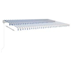 VIDAXL Auvent Automatique Capteur De Vent Et Led 6x3,5 M Bleu Et Blanc -VerdeLuxe 6426ddcef22ab5.91692912