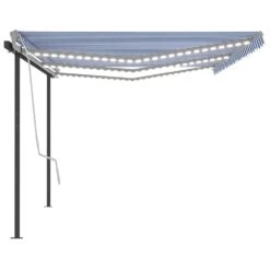 VIDAXL Auvent Automatique Capteur De Vent Et Led 6x3,5 M Bleu Et Blanc -VerdeLuxe 6426ddcf081273.21701046