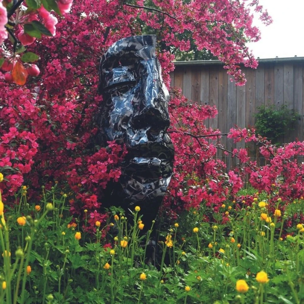 Statue Demi-visage Métal Mosaïque 101 Cm - Gris Anthracite 4 Statue Demi-visage Métal Mosaïque 101 Cm - Gris Anthracite – Image 2