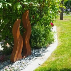 Déco Jardin Flamme Métal Rouillé - Rouille 82 Cm -VerdeLuxe 64399915bb11c4.38478850