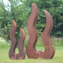 Déco Jardin Flamme Métal Rouillé - Rouille 82 Cm -VerdeLuxe 64399915d43819.50644185