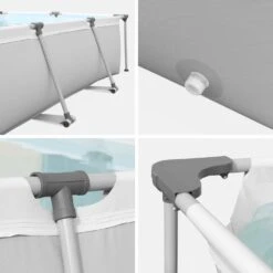 Piscine Tubulaire Tanzanite Grise. Piscine Rectangulaire 3x2m Avec Pompe De Filtration Piscine Hors Sol Armature Acier -VerdeLuxe 64467492290471.76028293