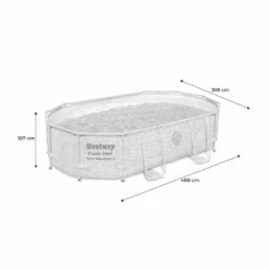 Piscine Tubulaire Bestway - Aventurine Pierre- Imitation Pierre Grise. Piscine Ovale 5x3m Avec Pompe De Filtration à Sable. Hublots. -VerdeLuxe 644674aaa2f181.14489536