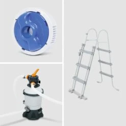 Piscine Tubulaire Bestway - Aventurine Pierre- Imitation Pierre Grise. Piscine Ovale 5x3m Avec Pompe De Filtration à Sable. Hublots. -VerdeLuxe 644674aaa6ba00.10261268