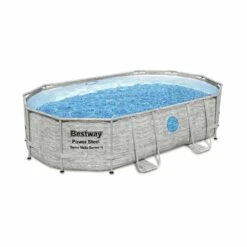 Piscine Tubulaire Bestway - Aventurine Pierre- Imitation Pierre Grise. Piscine Ovale 5x3m Avec Pompe De Filtration à Sable. Hublots. -VerdeLuxe 644674aaaa0712.54369982