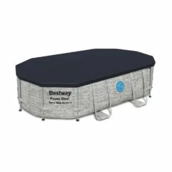 Piscine Tubulaire Bestway - Aventurine Pierre- Imitation Pierre Grise. Piscine Ovale 5x3m Avec Pompe De Filtration à Sable. Hublots. -VerdeLuxe 644674aab01217.32838876