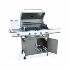 Barbecue Gaz Inox 17kw - Richelieu Inox - Barbecue 5 Brûleurs Dont 1 Feu Latéral. Côté Grill Et Côté Plancha -VerdeLuxe 64467a351a84d4.76187547