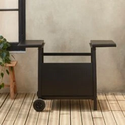 Desserte Pour Plancha Au Gaz - Chariot Porthos 3 Brûleurs - Chariot Barbecue Noir. Cuisine Extérieure. Roulettes -VerdeLuxe 64467b2dd01266.12407356