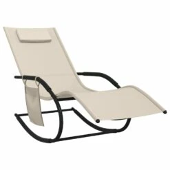 VIDAXL Chaises Longues à Bascule 2 Pcs Crème Acier Et Textilène -VerdeLuxe 64535012d5efb9.92953639