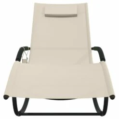 VIDAXL Chaises Longues à Bascule 2 Pcs Crème Acier Et Textilène -VerdeLuxe 64535012e4dce0.74281194