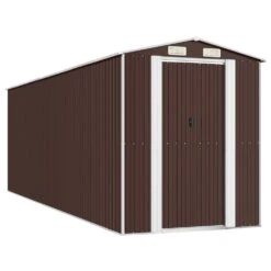 VIDAXL Abri De Jardin Marron Foncé 192x606x223 Cm Acier Galvanisé