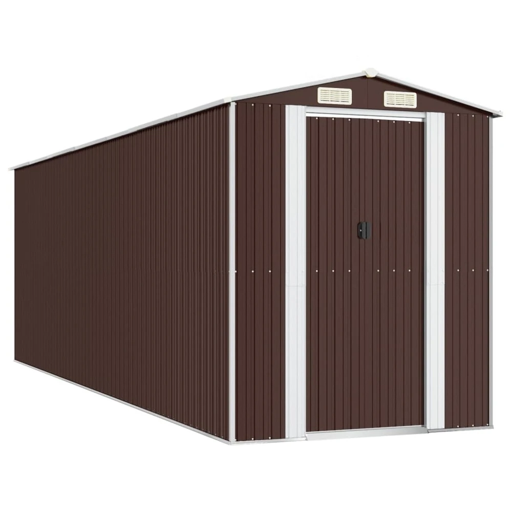 VIDAXL Abri De Jardin Marron Foncé 192x606x223 Cm Acier Galvanisé 3 VIDAXL Abri De Jardin Marron Foncé 192x606x223 Cm Acier Galvanisé