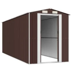 VIDAXL Abri De Jardin Marron Foncé 192x523x223 Cm Acier Galvanisé -VerdeLuxe 6455843bad1c61.76852763