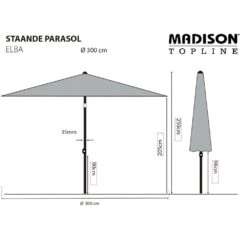 Madison Parasol Elba 300 Cm Taupe -VerdeLuxe 645801da5a7780.36858503