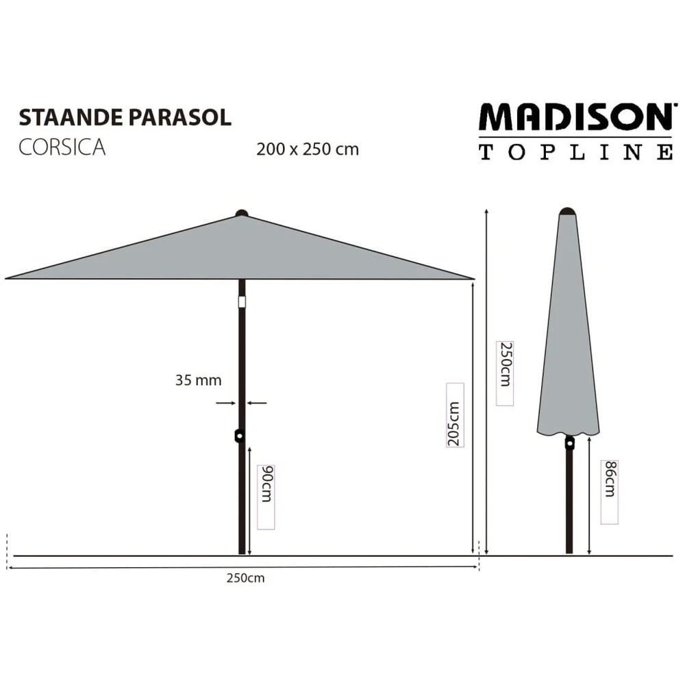 Madison Parasol Corsica 200x250 Cm écru 8 Madison Parasol Corsica 200x250 Cm écru – Image 6