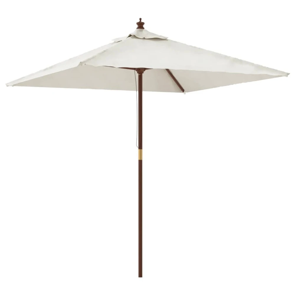 VIDAXL Parasol De Jardin Avec Mât En Bois Sable 198x198x231 Cm 3 VIDAXL Parasol De Jardin Avec Mât En Bois Sable 198x198x231 Cm