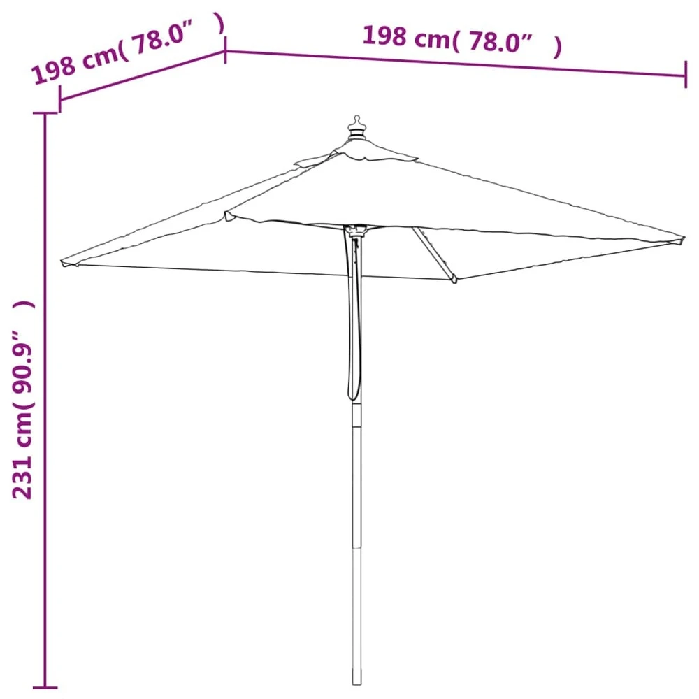 VIDAXL Parasol De Jardin Avec Mât En Bois Sable 198x198x231 Cm 9 VIDAXL Parasol De Jardin Avec Mât En Bois Sable 198x198x231 Cm – Image 7