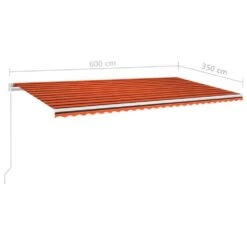 VIDAXL Auvent Manuel Rétractable 600x350 Cm Orange Et Marron -VerdeLuxe 645a959bbba9b6.48879745