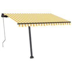 VIDAXL Auvent Automatique Capteur De Vent/led 350x250cm Jaune Et Blanc -VerdeLuxe 645a95b29a8d41.85957436