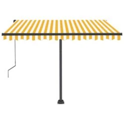 VIDAXL Auvent Automatique Capteur De Vent/led 350x250cm Jaune Et Blanc -VerdeLuxe 645a95b2b22315.06464441