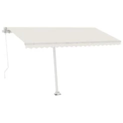 VIDAXL Auvent Manuel Rétractable Avec Led 450x300 Cm Crème -VerdeLuxe 645a95b9bac2f7.17617581