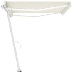 VIDAXL Auvent Manuel Rétractable Avec Led 450x300 Cm Crème -VerdeLuxe 645a95b9bdf522.09147796