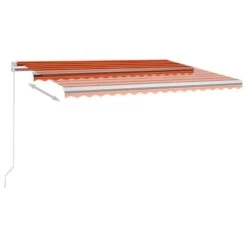 VIDAXL Auvent Manuel Rétractable 450x350 Cm Orange Et Marron -VerdeLuxe 645a95c1e151f8.96425068
