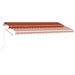 VIDAXL Auvent Manuel Rétractable Avec Led 400x350 Cm Orange Et Marron -VerdeLuxe 645a95cc01c475.47347517