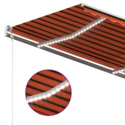VIDAXL Auvent Manuel Rétractable Avec Led 4x3,5 M Orange Et Marron -VerdeLuxe 645a95cda832c5.71123592