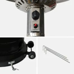 Chauffage D'extérieur à Gaz 13kw - Siberia - Parasol Chauffant Noir. Avec Roulettes Et Stabilisateur -VerdeLuxe 645b9071857e44.50505567