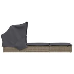 VIDAXL Transat Avec Toit Pliable Gris 213x63x97 Cm Résine Tressée -VerdeLuxe 645eceed457331.01639451
