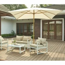 Parasol Droit Moana En Bambou Contreplaqué Et Tissu Beige Clair -VerdeLuxe 646229b5852cf9.04678742