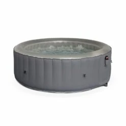 Spa Mspa Gonflable Rond – Glow 6 Gris - Spa Gonflable 6 Personnes Rond Avec Bande Led Intérieure. Système Anti-gel. Désinfection -VerdeLuxe 64627b8c4a96e4.59623412