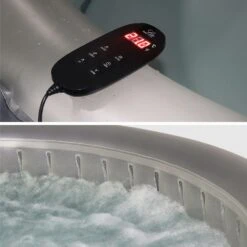 Spa Mspa Gonflable Rond – Glow 6 Gris - Spa Gonflable 6 Personnes Rond Avec Bande Led Intérieure. Système Anti-gel. Désinfection -VerdeLuxe 64627b8c4f1311.85506925